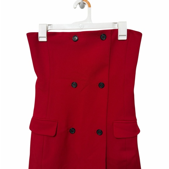 Zara ZW Collection Red Strapless Blazer Style Dress Size S - Picture 3 of 9